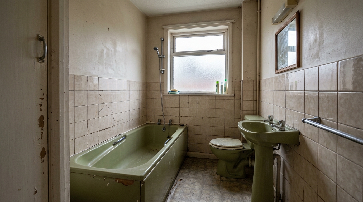 Dated bathroom before renovation